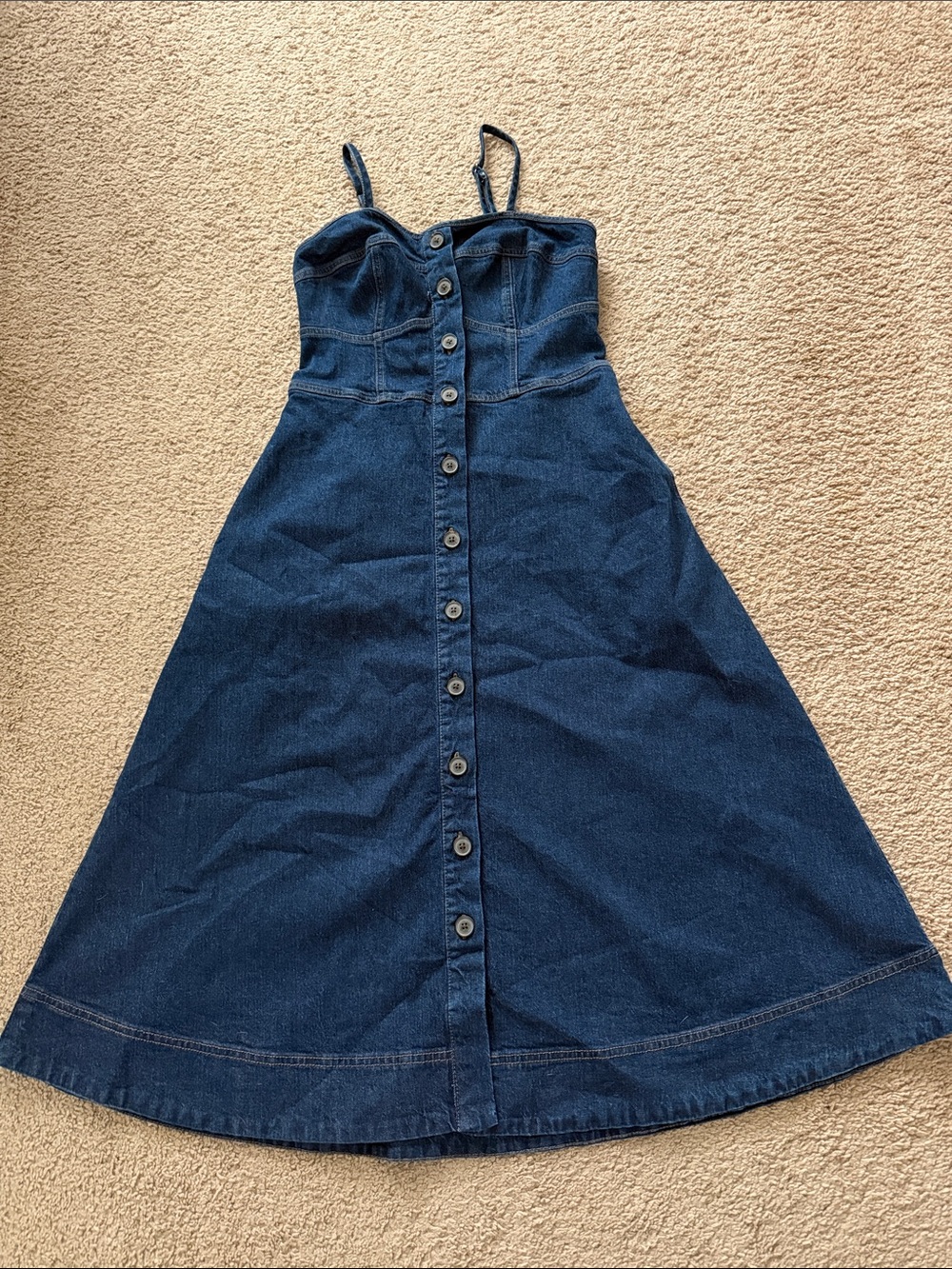 Universal Thread Dark Blue Denim Button-Front Midi Dress